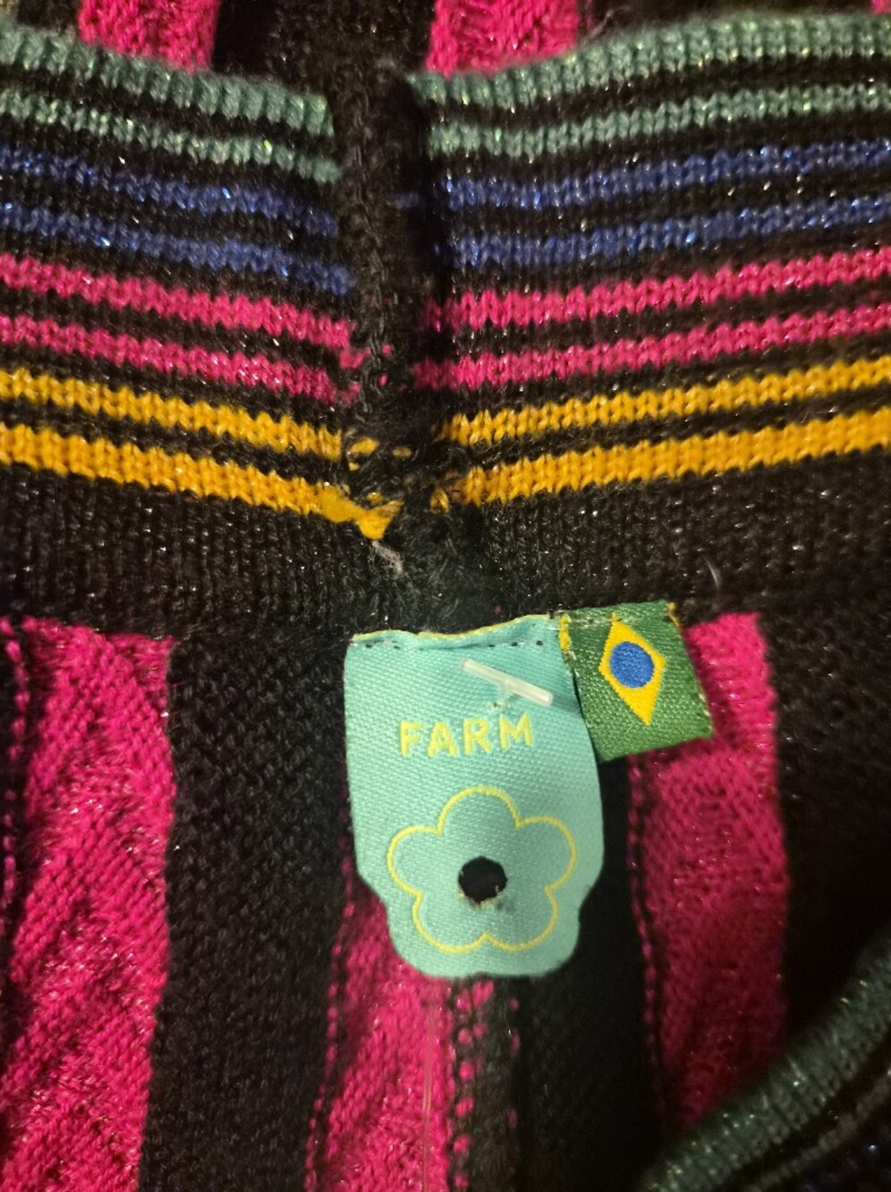 RARE Farm Rio Knit Wide-Leg Knit Pants with Pink & Teal Stripes Medium - Picture 6 of 8